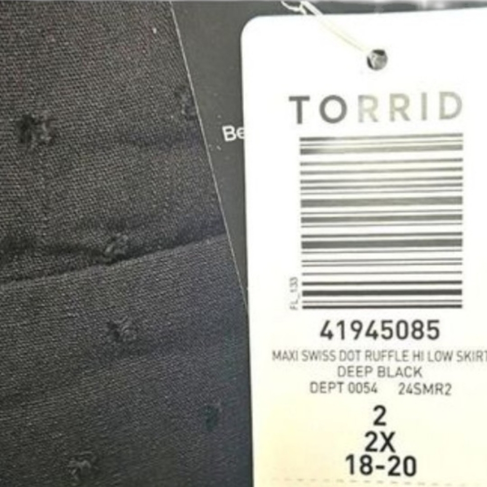 TORRID MAXI SWISS DOT Ruffle Hi-Lo Skirt Deep Black Plus Size 2 - Picture 14 of 16